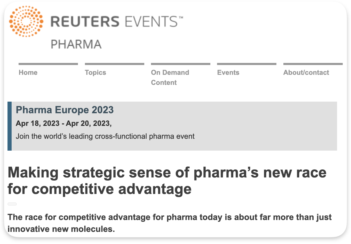 Pharma’s race for competitive advantage